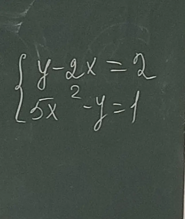 Реши систему уравнений y - 2x = 2, 5x^2 - y = 1