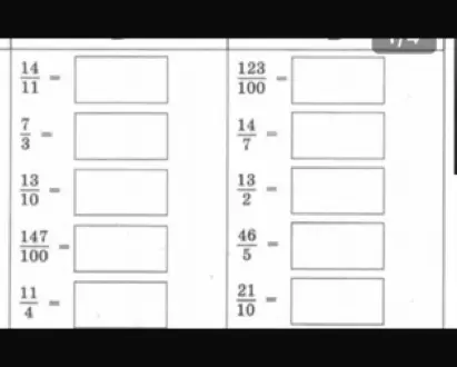 Преобразуй неправильную дробь 14/11 в смешанное число.