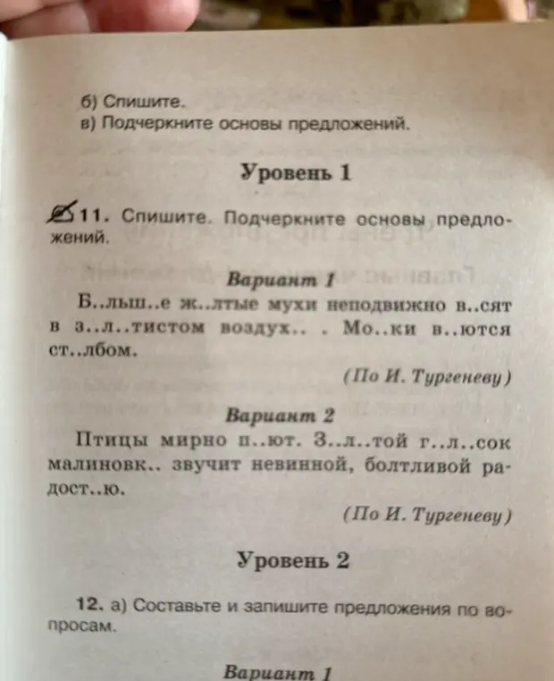 Спиши. Подчеркни основы предложений.