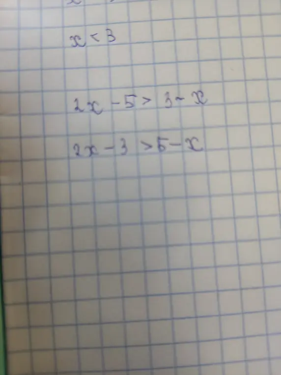 Реши неравенство 2x - 5 > 3 - x
