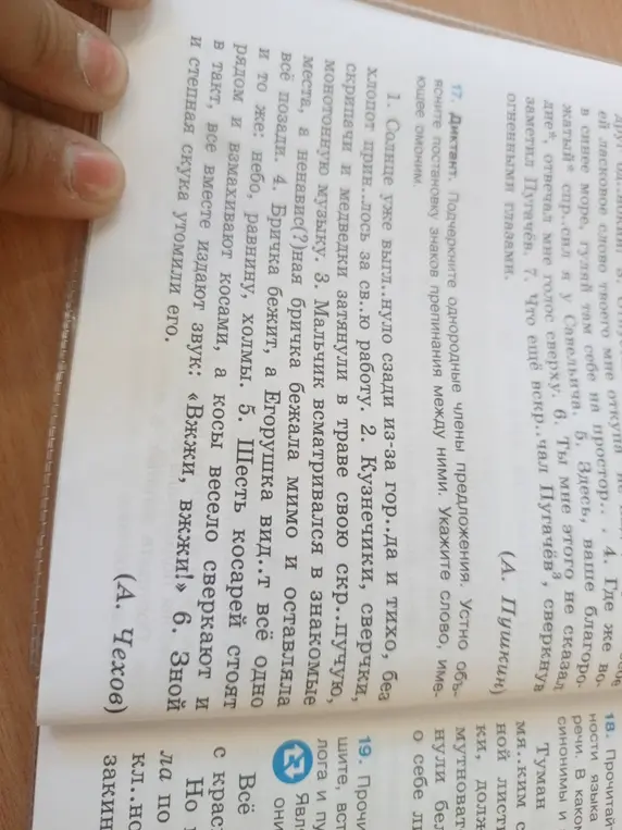 Подчеркни однородные члены предложения и устно объясни постановку знаков препинания между ними.