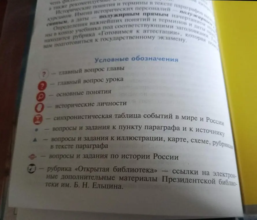 Что означают условные обозначения в учебнике?