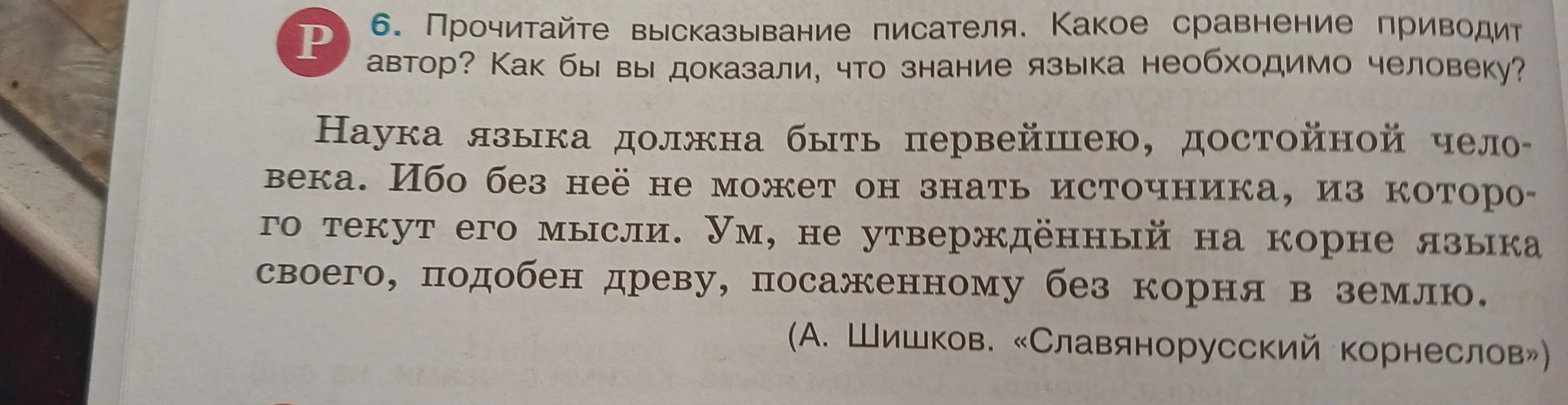 Прочитай высказывание писателя, какое сравнение приводит автор, и как бы я доказал, что знание языка необходимо человеку?