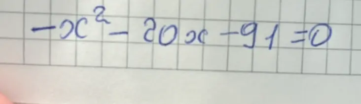 Найди корни уравнения $-x^2 - 20x - 91 = 0$