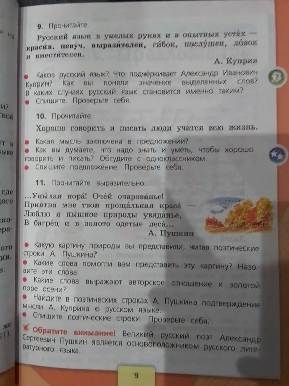 Разбери задания 9, 10 и 11 из учебника по русскому языку