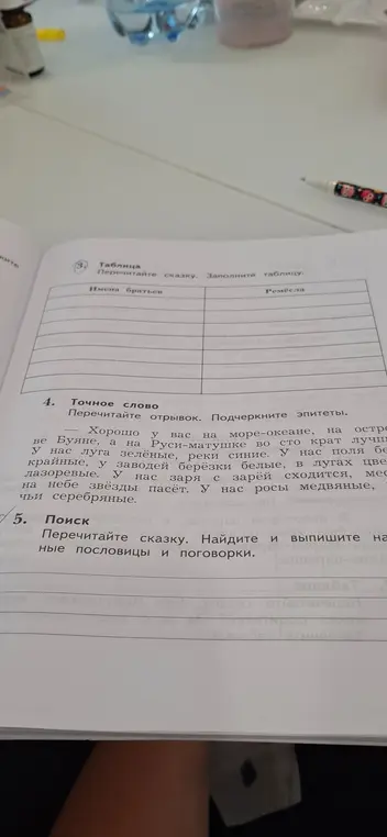 Перечитай отрывок и подчеркни эпитеты