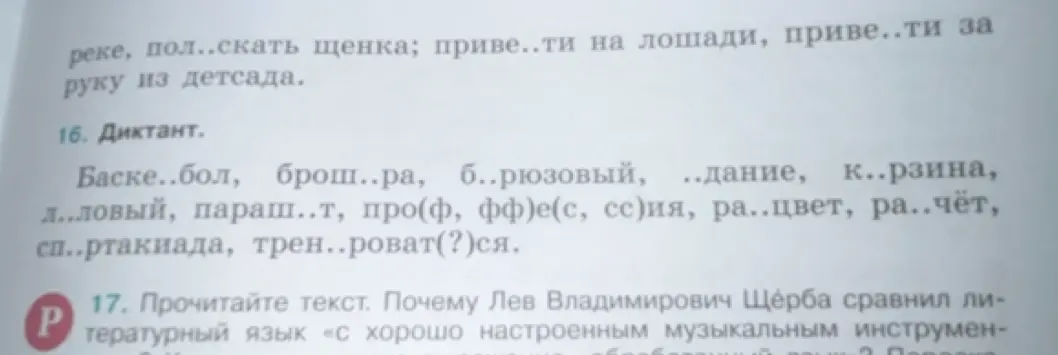 Вставь пропущенные буквы в словах из задания 16. Диктант