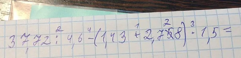 Вычислить выражение $372 : 4,6 - (1,43 + 2,788) : 1,5$
