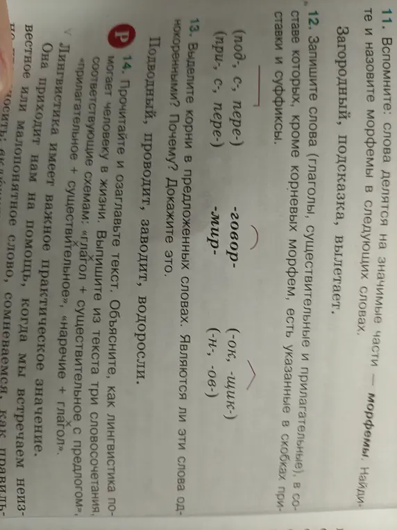 Разбери слова по составу: Загородный, подсказка, вылетает.