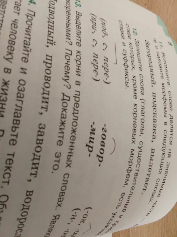 Выдели корни в предложенных словах: подводный, проводит, заводит, водоросль. Являются ли эти слова однокоренными? Почему? Докажите это.