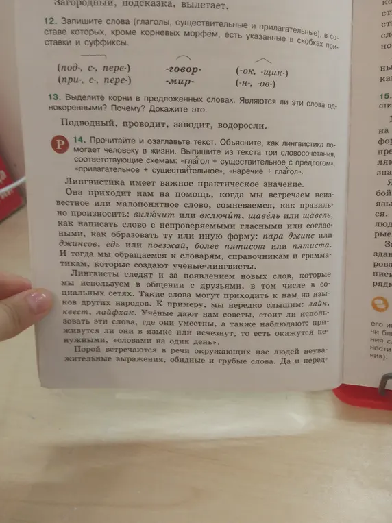 Запиши слова (глаголы, существительные и прилагательные), в составе которых, кроме корневых морфем, есть указанные в скобках приставки и суффиксы.