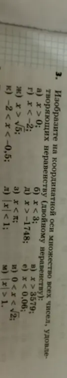 Изобрази на координатной оси множество всех чисел, удовлетворяющих неравенству x > 0.