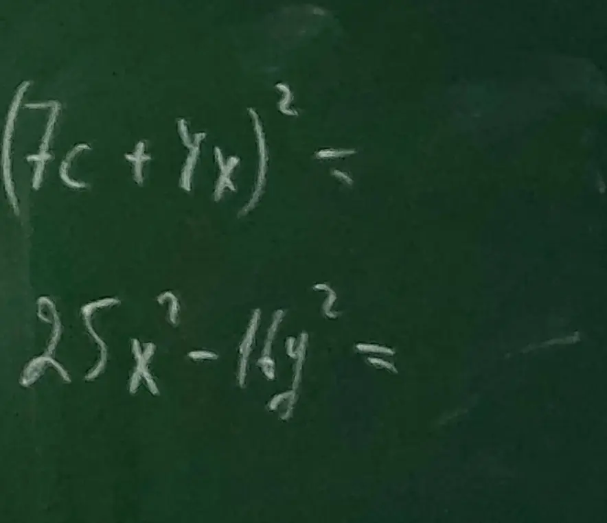 Разложите выражения $(7c + yx)^2$ и $25x^2 - 16y^2$