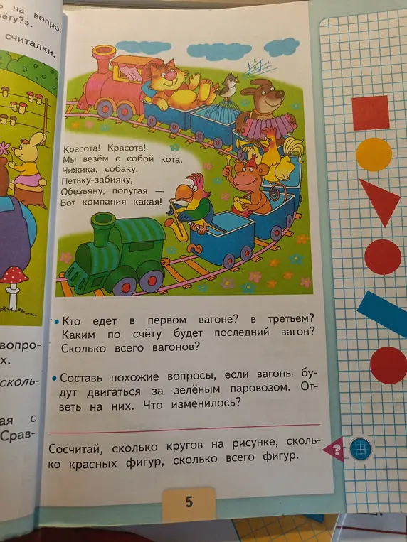 Кто едет в первом вагоне? в третьем? Каким по счёту будет последний вагон? Сколько всего вагонов?