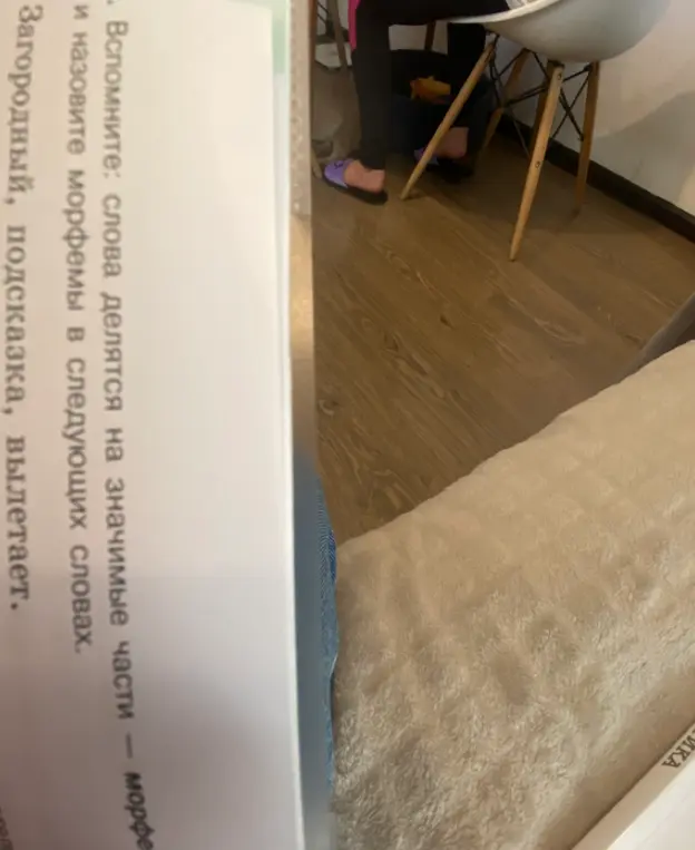 Разбери слова по составу: Загородный, подсказка, вылетает.