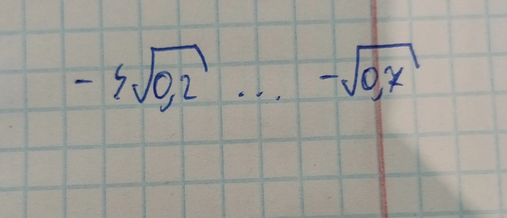 Сравни числа $-4\sqrt{0.2}$ и $-\sqrt{0.7}$.
