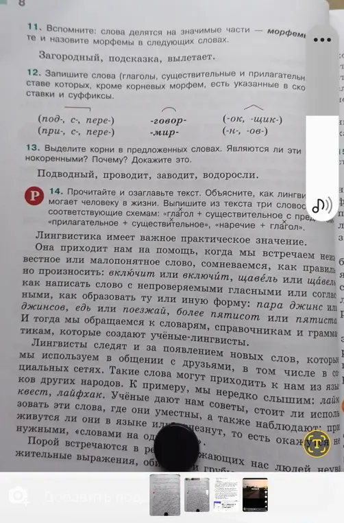 Назови морфемы в словах "Загородный, подсказка, вылетает" и выпиши из текста три словосочетания, соответствующие схемам: «глагол + существительное с предлогом», «прилагательное + существительное», «наречие + глагол».