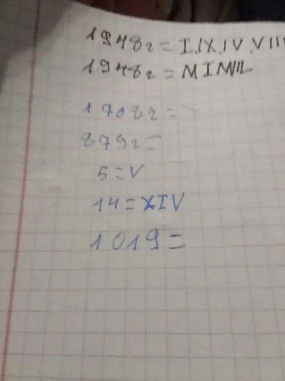 Как перевести число 17082, 8792 и 1019 в римские цифры?