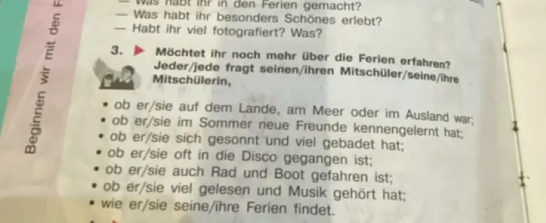 Выполни задание 3. Möchtet ihr noch mehr über die Ferien erfahren?