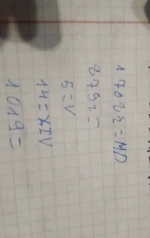 Представь числа 1702, 879, 1019 римскими цифрами