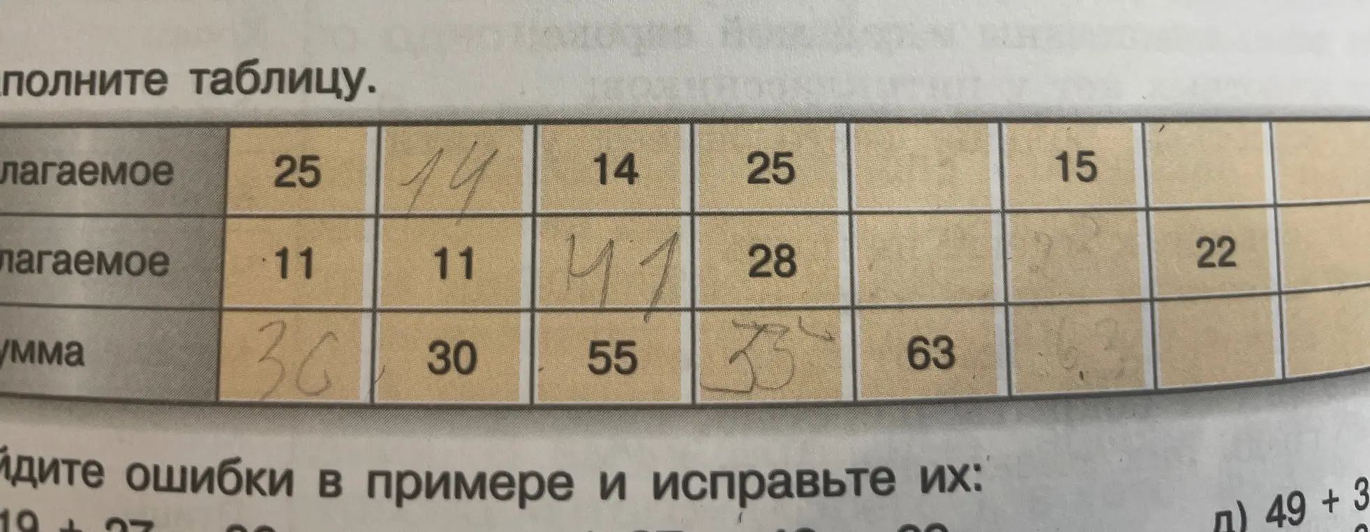 Ты просишь заполнить таблицу сложения