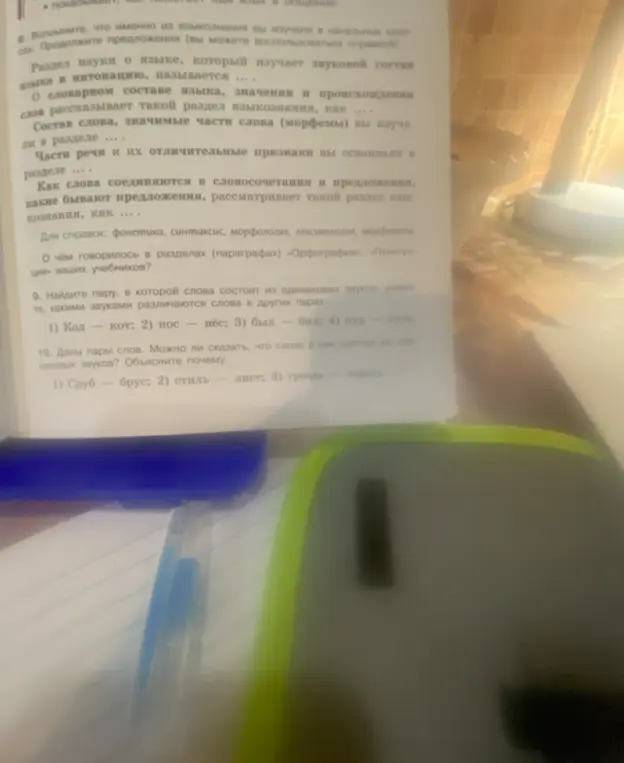 Найди пару, в которой слова состоят из одинаковых звуков: 1) Код - кот