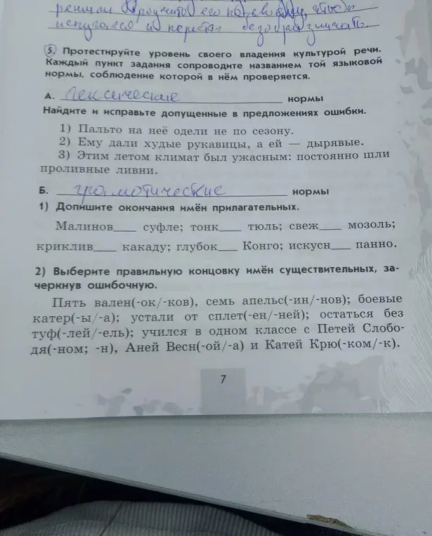 Можешь ли ты найти и исправить допущенные в предложениях ошибки?