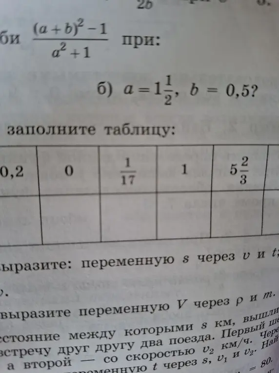 Вычисли значение выражения (a+b)²-1/a²+1 при a=1 1/2, b = 0,5?
