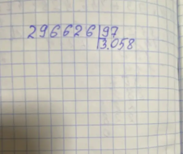 Объясни, как разделить 296626 на 97 столбиком