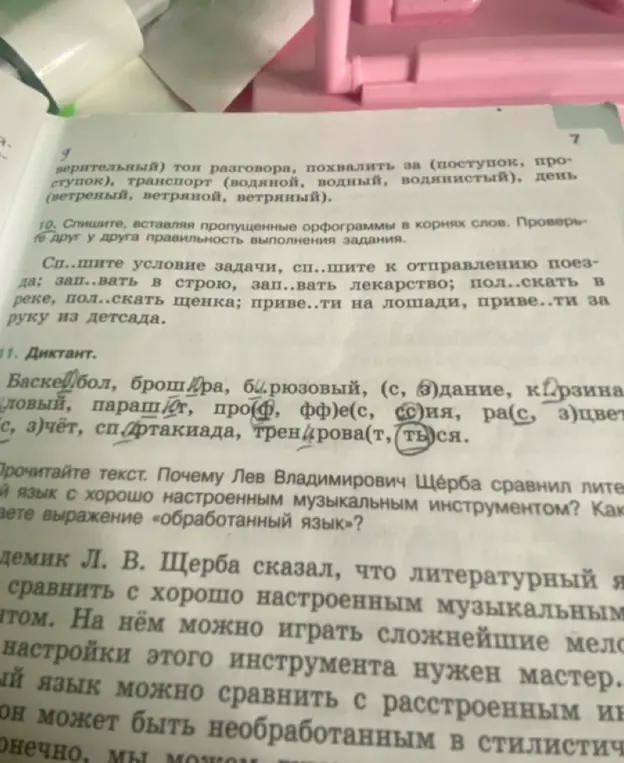 Выполни упражнения 10 и 11: вставь пропущенные орфограммы в корнях слов и проверь правильность выполнения задания.