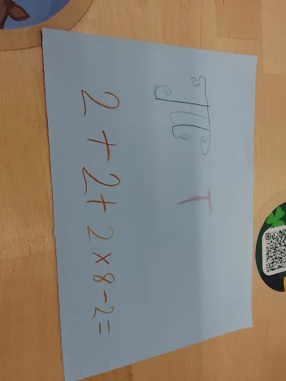 Помоги мне решить пример 2 + 2 + 2 * 8 - 2 =