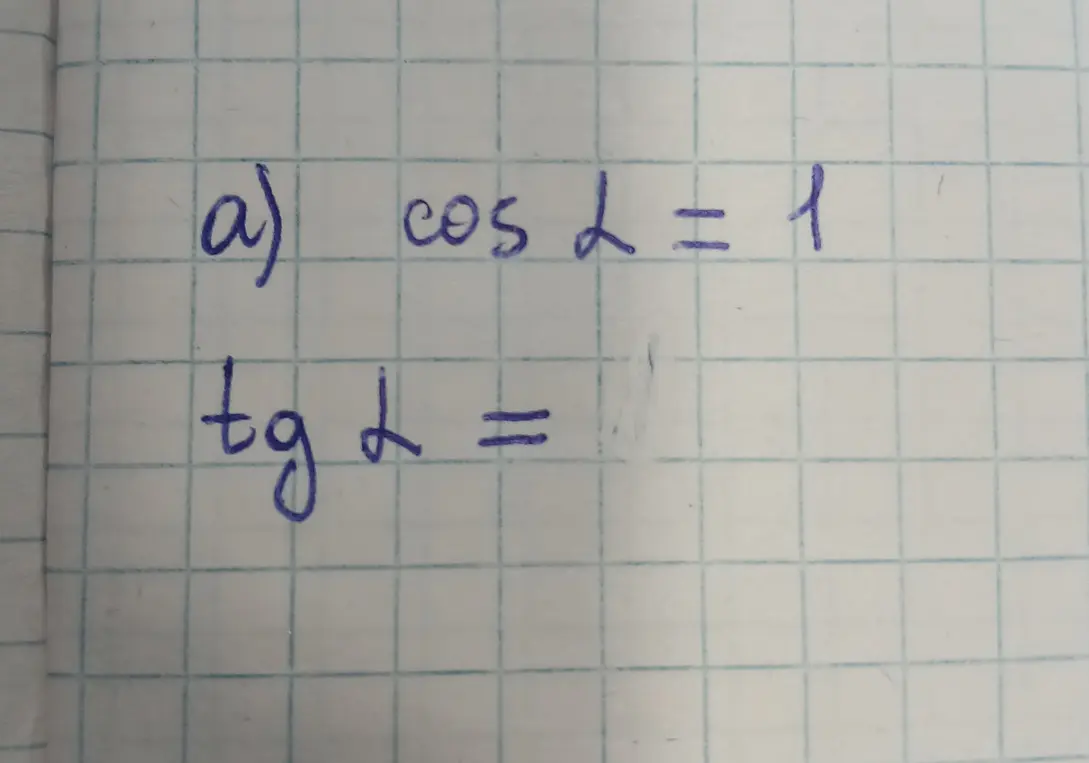 Вычисли тангенс угла альфа, если косинус альфа равен 1
