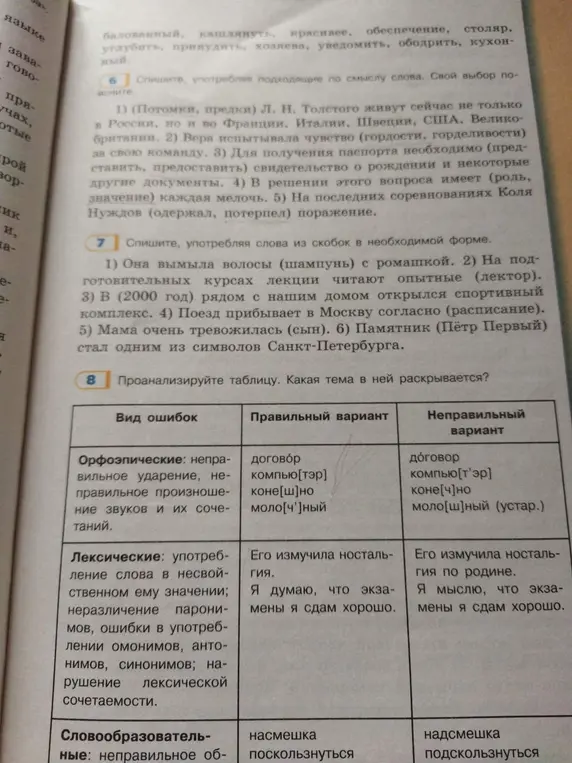 Проанализируй таблицу и определи тему, которая в ней раскрывается.