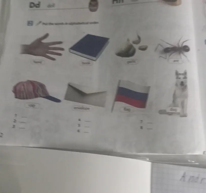 Помоги расставить слова в алфавитном порядке.