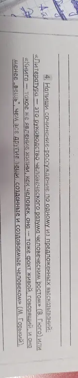 Напиши сочинение-рассуждение по одному из предложенных высказываний: «Литература - это руководство человеческого разума человеческим ростом» (В. Гюго)