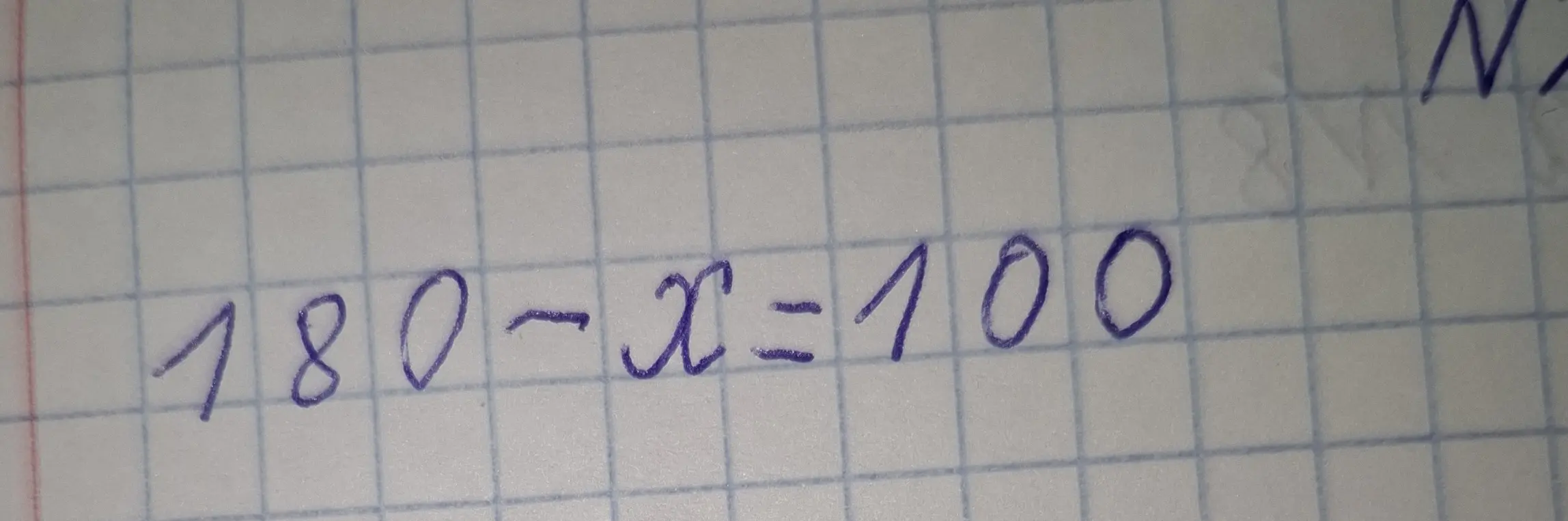Реши уравнение 180 - x = 100