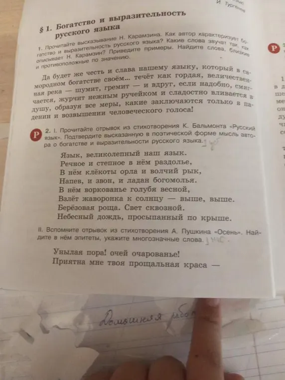 Найди эпитеты и многозначные слова в отрывке из стихотворения А. Пушкина «Осень».