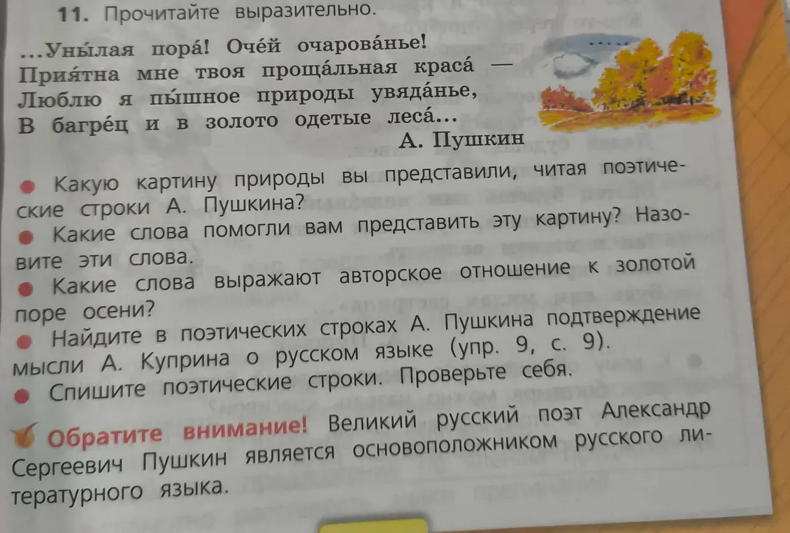 Ты просишь ответить, какую картину природы ты представил, читая поэтические строки А. Пушкина