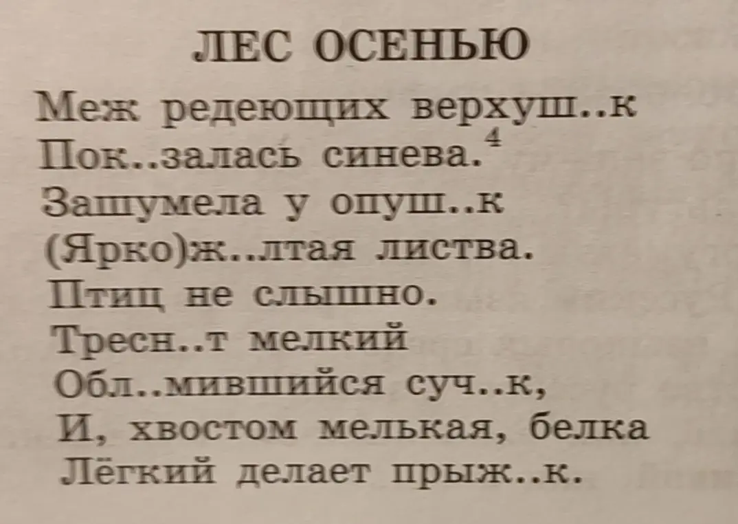 Вставь пропущенные буквы в стихотворении.