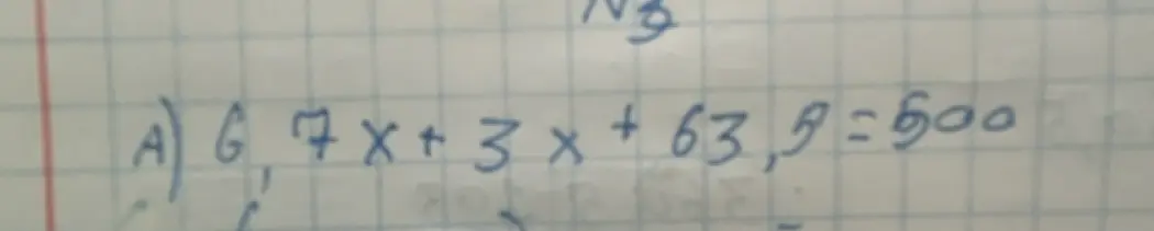 Реши уравнение 7x + 3x + 63,9 = 500