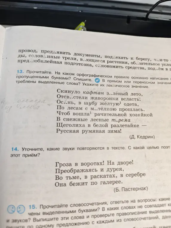 Объясни, на каком орфографическом правиле основано написание слов с пропущенными буквами в упражнении 13.