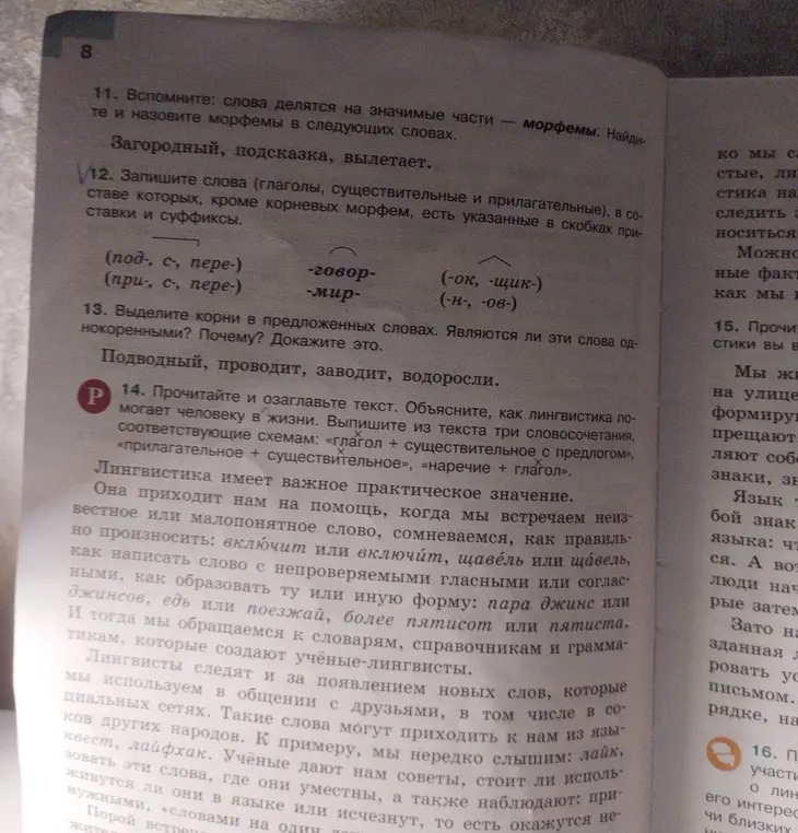 Выполни задания 11, 12, 13 и 14 из текста.