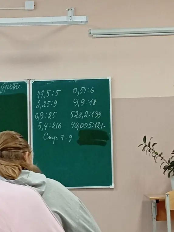 Помоги мне решить примеры на деление: 47,5:5, 0,54:6, 2,25:9, 9,9:18, 528,2:139, 5,4:216, 40,005:127