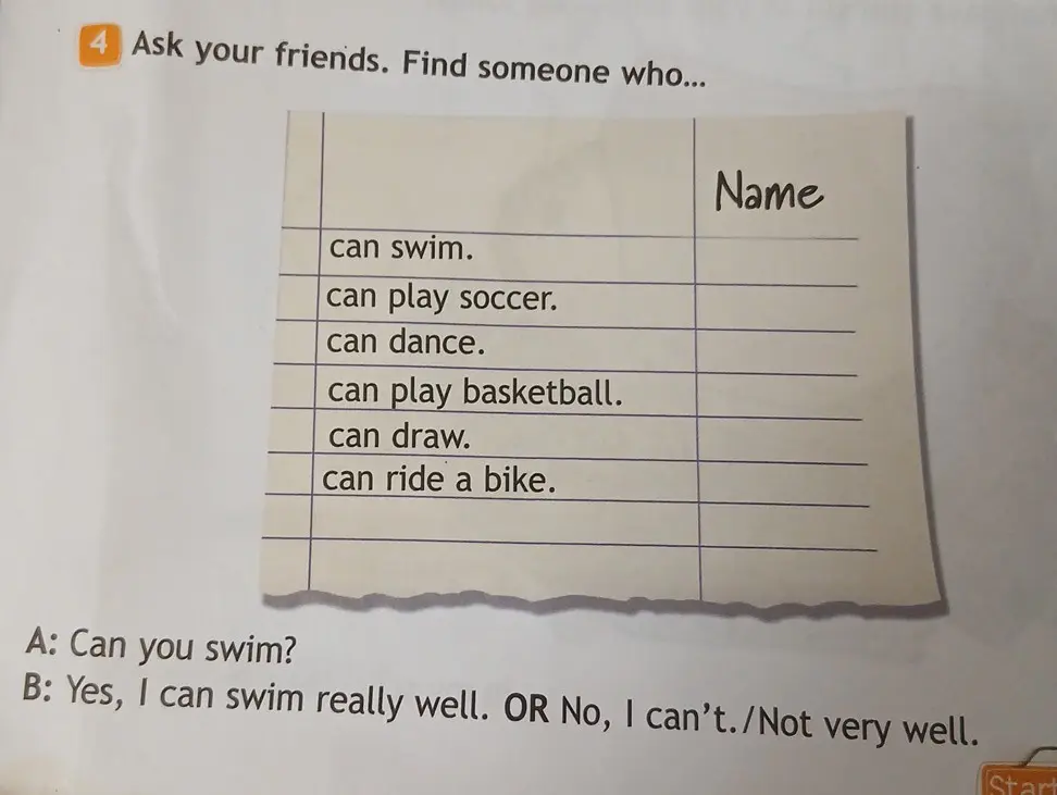 Предложи помощь в выполнении задания: 'Ask your friends. Find someone who...'