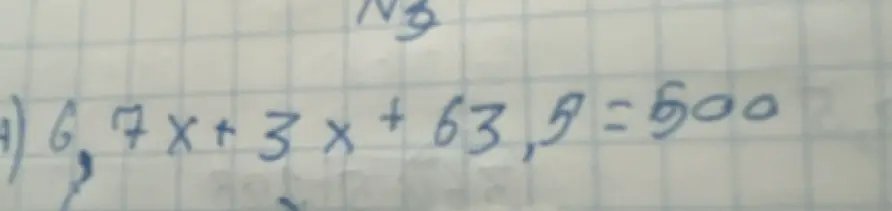 Можешь помочь мне решить уравнение 6,7x + 3x + 63,9 = 500?