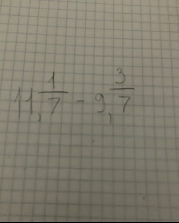 Реши пример $11\frac{1}{7} - 9\frac{3}{7}$