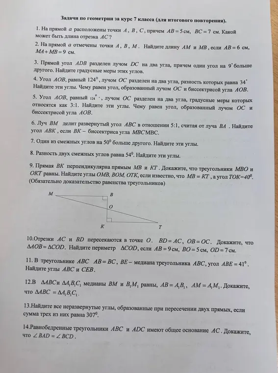 Можешь помочь решить задачи по геометрии за 7 класс?