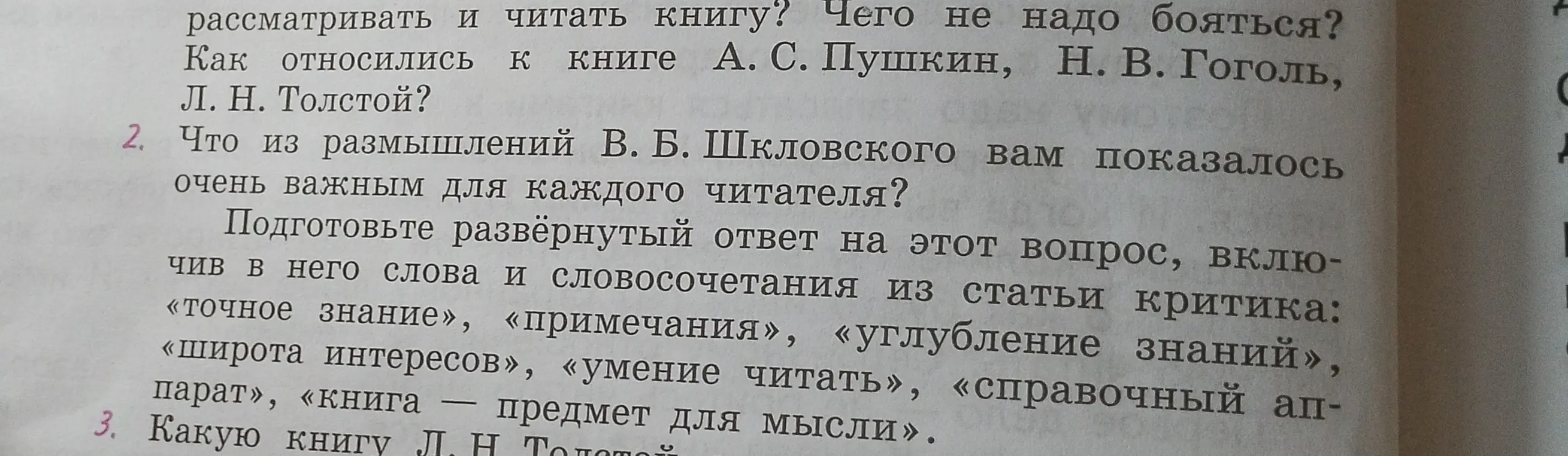 Что из размышлений В. Б. Шкловского тебе показалось очень важным для каждого читателя?