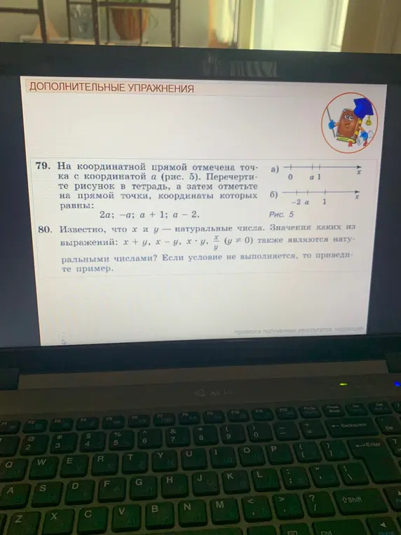 На координатной прямой отмечена точка с координатой a (рис. 5). Перечерти рисунок в тетрадь, а затем отметьте на прямой точки, координаты которых равны: 2α