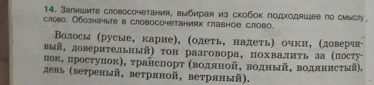 Как правильно написать упражнение 14 по русскому языку для 6 класса?
